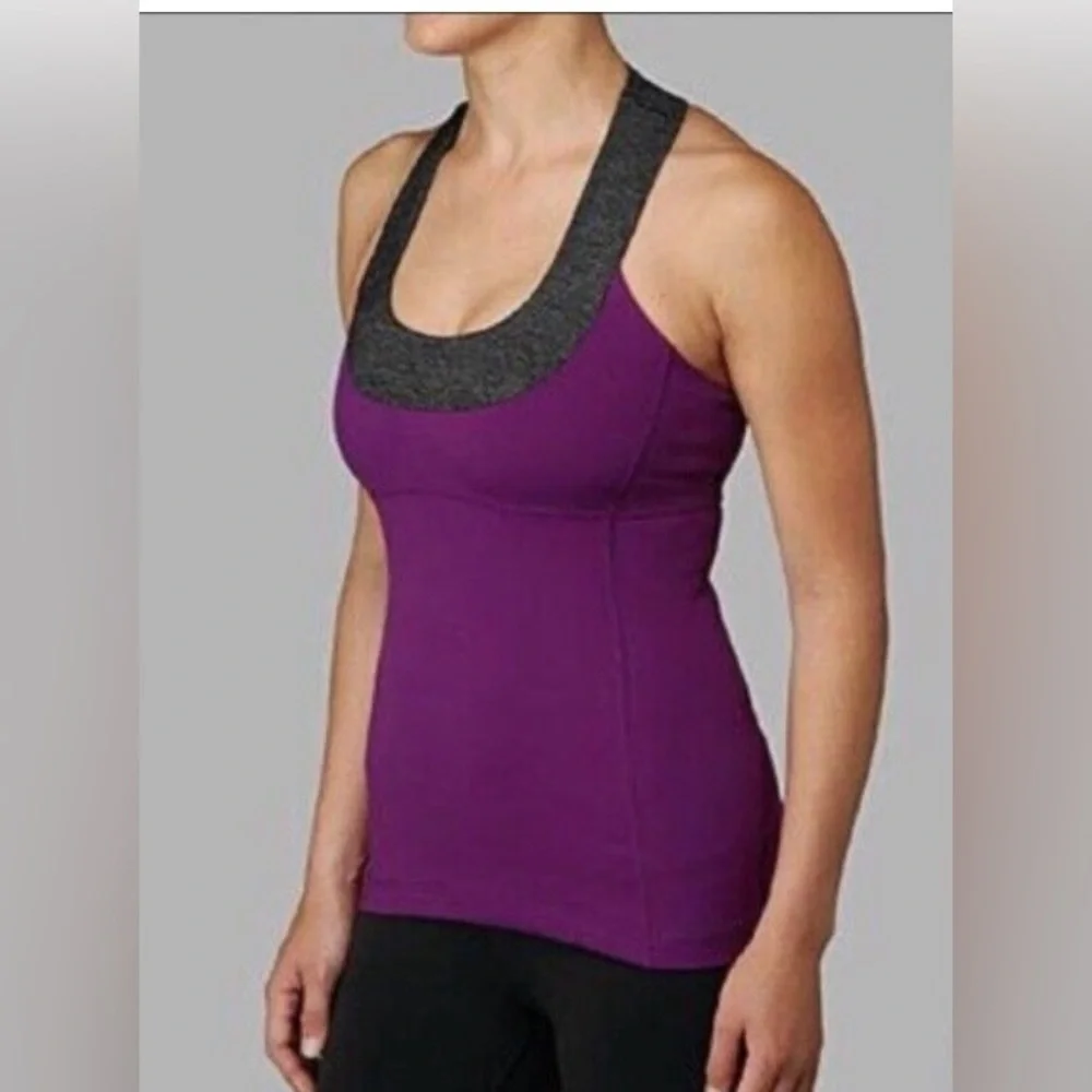 Lululemon Women's Scoop neck tank purple and grey size 4 workout yoga gym - Picture 1 of 7
